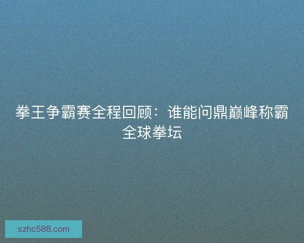 拳王争霸赛全程回顾：谁能问鼎巅峰称霸全球拳坛