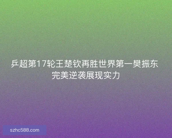 乒超第17轮王楚钦再胜世界第一樊振东 完美逆袭展现实力