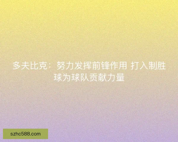 多夫比克:努力发挥前锋作用 打入制胜球为球队贡献力量 多夫比克:努力发挥前锋作用 打入制胜球为球队贡献力量